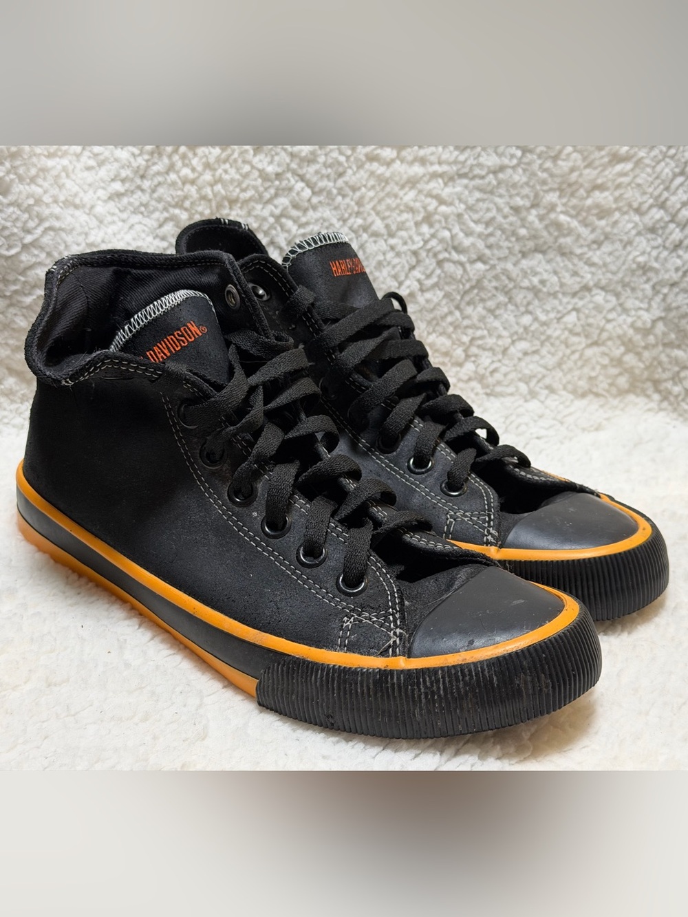 Harley-Davidson Men's Nathan High-Top Bar & Shield Sneakers Sz 8.5 Black/Orange